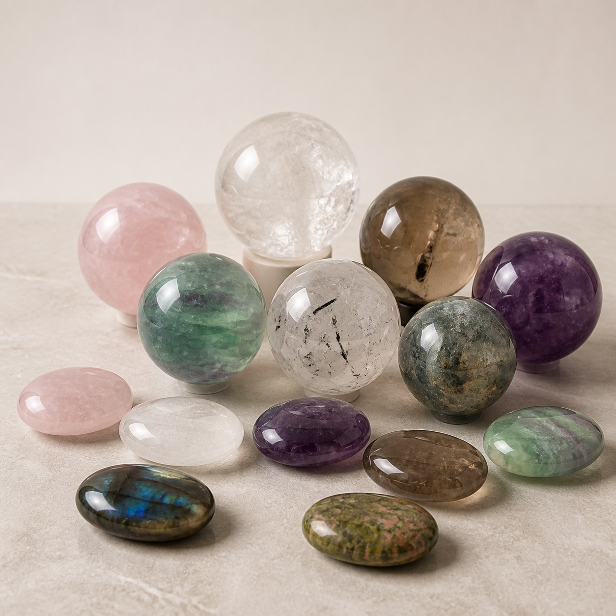 Spheres and palm stones sourcing reference